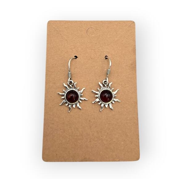 Amber Glass Sunburst Drop Earrings - Picture 1 of 5